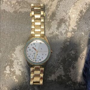 Betsey Johnson Gold Watch with Crystal Accents